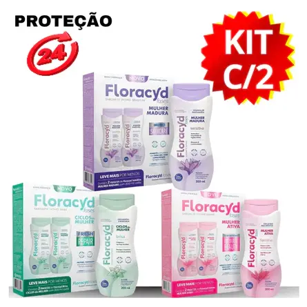 SABONETE ÍNTIMO FLORACYD 200ML KIT 2 UNIDADES FEMME, BRISA OU SENSITIVA