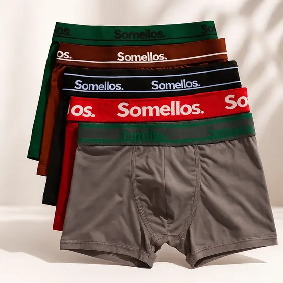 Kit 5 Cuecas Boxer Masculina Poliéster Conforto Cós Elástico Alta Qualidade Respirável Cueca Box