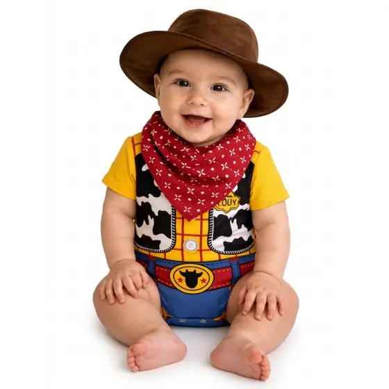 Body Bebê Cowboy Woody + Chapéu e Bandana Mesversário