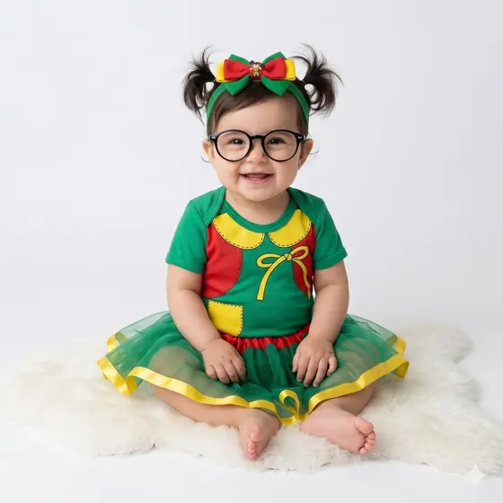 Body Bebê Temático Chiquinha + Óculos + Saia Tutu Roupa Infantil Mesversario