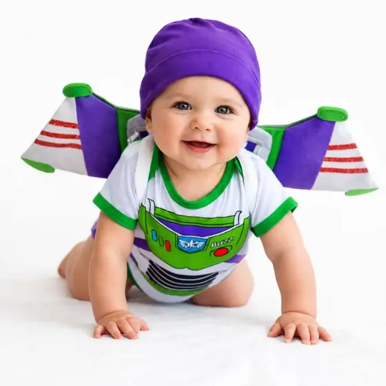 Kit Body Bebê Temático + Touca + Asa Buzz Roupa Infantil Mesversario