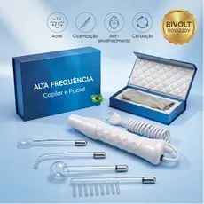 Alta Frequência Portátil Bivolt com 4 Eletrodos Tratamento Facial, Capilar e Limpeza de Pele