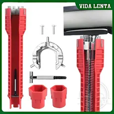 Chave 8 Em 1 Multiuso Cano Torneira Filtro Encanamento Inglesa Ferramenta Reparos Difícil Acesso