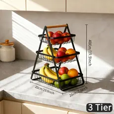 Fruteira de Mesa Cesto Organizador Multiuso Metal Aramado 3 Andares para Cozinha Casa Frutas Legumes