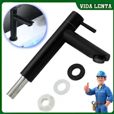 Torneira de Aço Inoxidável para Lavatório de Banheiro , Quadrado Pintura Preta Ajuste Água Quente Fria