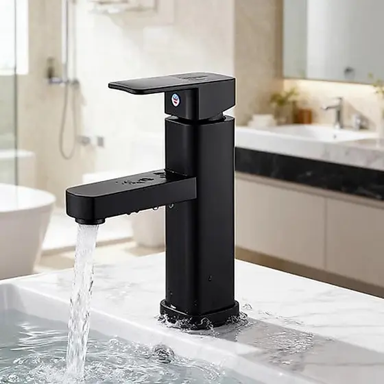 Torneira Banheiro Lavabo Cuba Metal Inox Preta Fosco