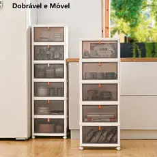 Organizador Multifuncional Dobrável com 4 Compartimentos e Porta Magnética, Empilhável para Sapatos e Outros