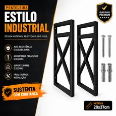Prateleira Estilo Industrial 20x37cm Preto