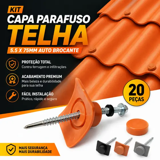 Vedação Telha Parafuso Auto Brocante 5.5 x 75mm 20 Peças