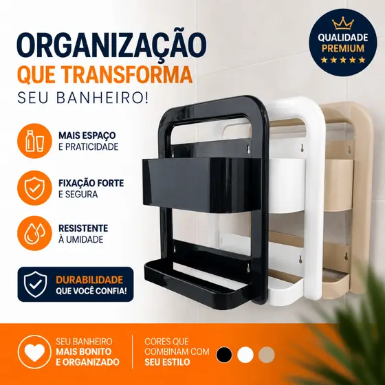 Porta Shampoo Parede Banheiro Box Prateleira Dupla