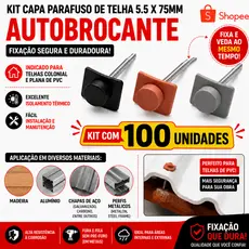 Kit Capa Parafuso Telha 5.5 x 75mm Auto Brocante 100 Peças