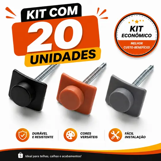 Parafuso Auto Brocante 5.5 x 75mm Kit Veda Telha 20 Peçcas