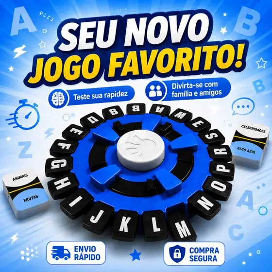 Jogos de Palavras Stop Jogo de Tabuleiro para Família Crianças Adultos Amigos Infantil Musical Educativo Pedagogico