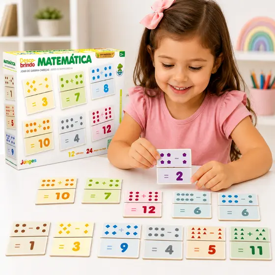 Jogo Educativo Infantil Descobrindo Matemática Números MDF Quebra-cabeça