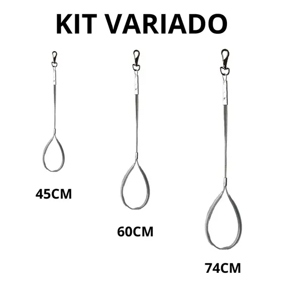 Kit Conjunto Com 3 Guias De Contenção Para Cães Banho e Tosa Veterinário Pet – Aço Revestido
