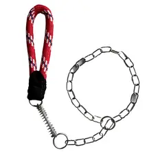 Guia E Enforcador Corrente 70cm Com Cabo Corda 16mm E Mola – P/ Adestramento Cães Médio Grande Porte