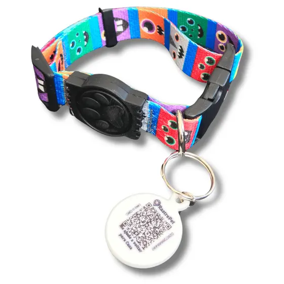 Coleira De Seda Premium Com Pingente Identificador QR Code Para Cães – Conforto, Estilo e Segurança