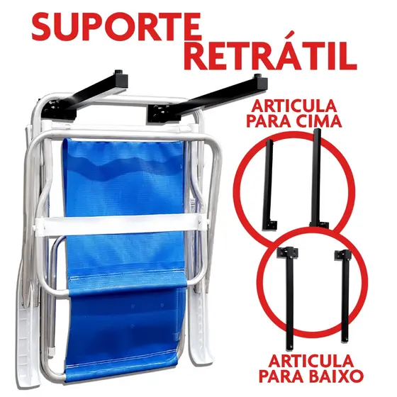 Suporte De Cadeiras De Praia De Parede Alumínio Não Enferruja Retratil Articulado