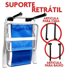 Suporte De Cadeiras De Praia De Parede Alumínio Não Enferruja Retratil Articulado