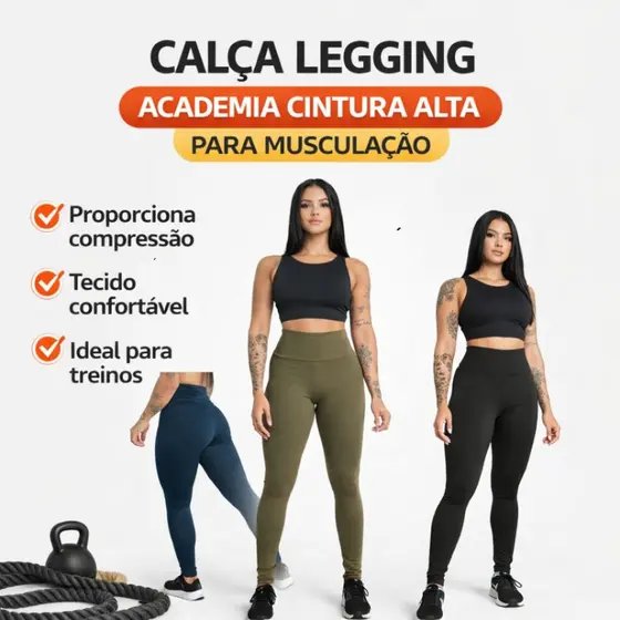 Legging ZERO TRANSPARENCIA de Academia Calça Leg Cintura Alta para Musculação pra mulher