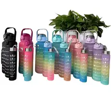 Kit 3 Garrafa Squeeze Antivazamento com Frases Motivacionais + Colantes Cores Diversas Aleatórias Escolares