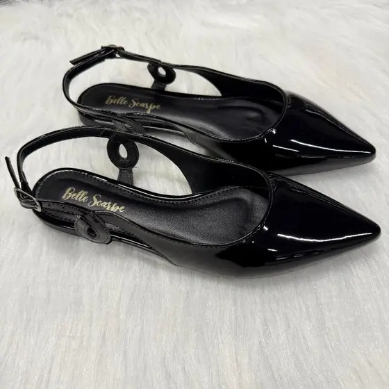 Sandália Sapatilha Feminina SlingBack Bico Fino Confortável com Fivela Detalhe Lateral