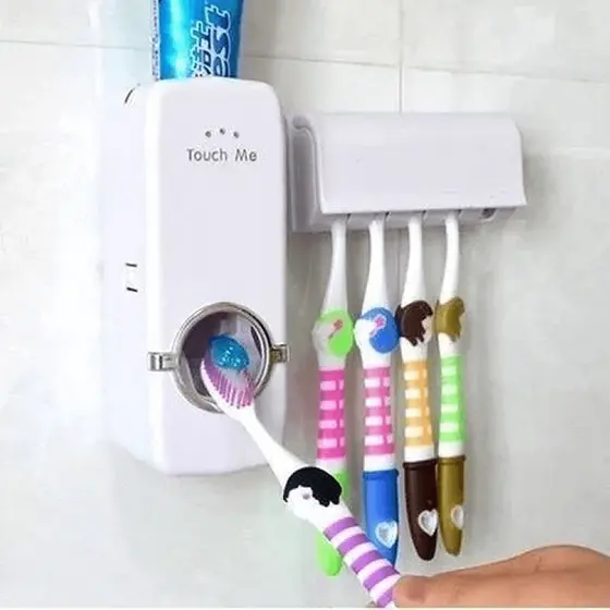 Dispenser suporte Para  escova + aplicador de creme dental para dentes
