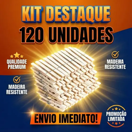 120 Prendedores de Roupa Grampos De Madeira Pregador de Roupa Resistente Para Varal
