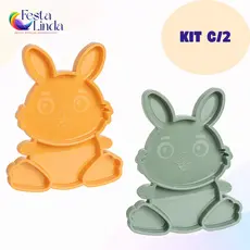 Kit 2 Bandejas Petisqueira Coelho Festplastik Diversas Cores