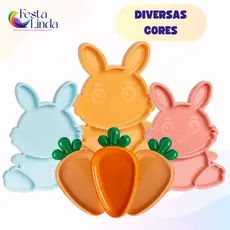 Kit Bandeja Petisqueira Páscoa 3 Coelhos e 3 Cenouras - Festplastik