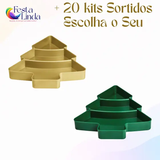 Kit 2 Bandeja Petisqueira Sortida Natal - Árvore de Natal Diversas Cores