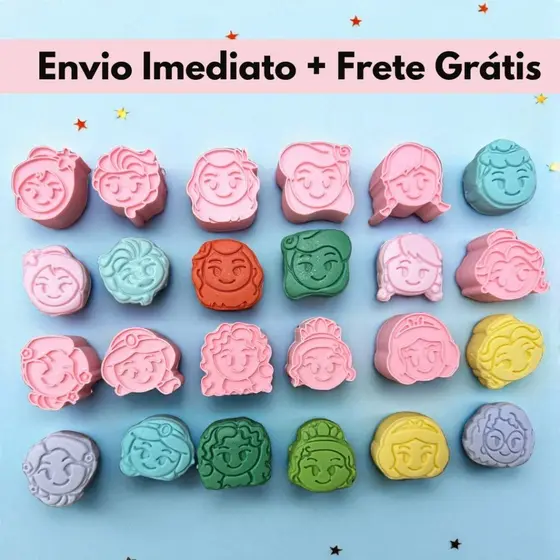 Modelador Ejetor Princesas para Brigadeiro, Doce, Massa e Biscoito Realeza, Coroa, Festa Confeitaria