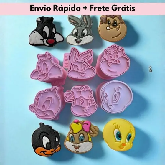 Kit 6 Ejetores e Modeladores Loone Tunes para Brigadeiro, Doces, Massa e Biscoitos - 12 peças