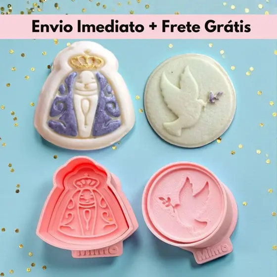 Kit 2 Modeladores Ejetores Pomba e Santa para brigadeiro, doce, docinhos, massa e biscoito
