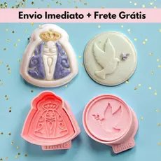 Kit 2 Modeladores Ejetores Pomba e Santa para brigadeiro, doce, docinhos, massa e biscoito
