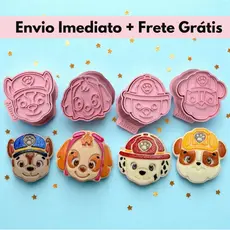 Kit 4 Modeladores Ejetores Cachorros Patrulheiros para Brigadeiro, Doce, Massa e Biscoito