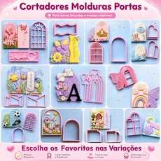 Cortadores Portas e Molduras Pasta Americana Confeitaria Doce Personalizad