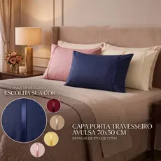 Fronhas 400 Fios Capa de Travesseiro Detalhe Fita de Cetim Roupa de Cama Acabamento Premium