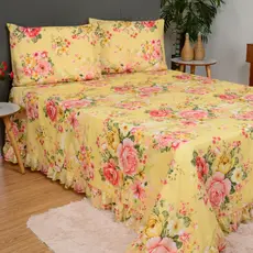 Kit Cobre Leito Cama Queen 400 Fios Dupla Face Colcha Jogo 3 Peças Tecido Macio Com Textura