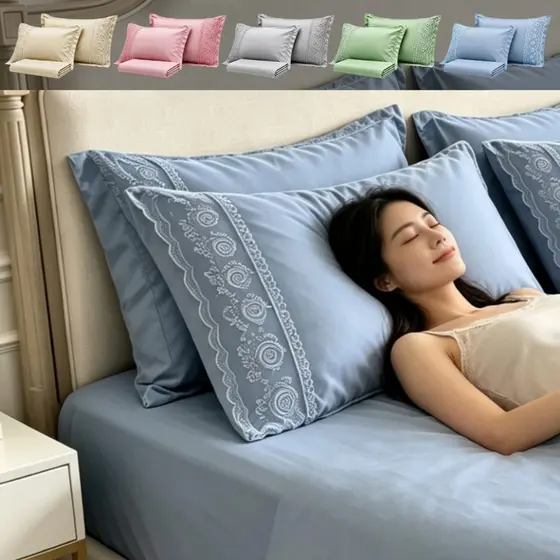 Lençol Casal Queen e Solteiro 400 Fios Bordado Ingles Laise Jogo De Cama Elastico Macio Premium
