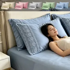 Lençol Casal Queen e Solteiro 400 Fios Bordado Ingles Laise Jogo De Cama Elastico Macio Premium
