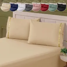 Jogo De Cama Lençol 400 Fios Detalhe Cetim Toque Macio Solteiro Casal Queen King
