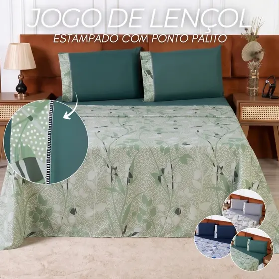 Jogo De Lençol 400 Fios Solteiro Casal Queen 3 Peças e 4 Peças Toque de Seda Macio Ponto Palito