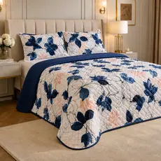 Kit Colcha Cobre Leito Queen 400 Fios Dupla Face Jogo de Cama 3 Peças Acabamento Premium