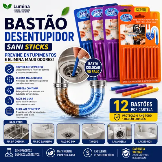 Kit Haste De Limpeza Esgoto Banheiro Cozinha Limpador E Desentupidor Pia Ralo