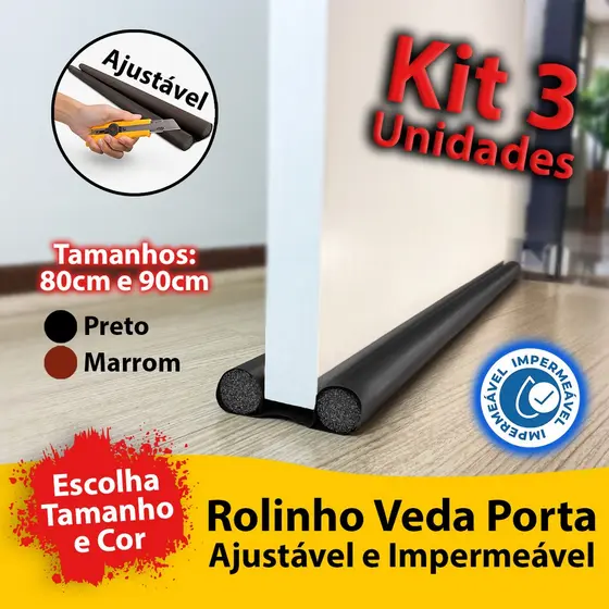 Kit 3 Veda Porta Protetor De Porta Contra Poeira Insetos E Vento Encaixe Fácil Produto Durável Barato E Funcional 80 CM
