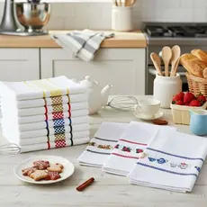 Kit 20 Panos de Prato Jacquard 45x70 Atoalhado Toalha Copa Premium 100% Algodão Super Luxo