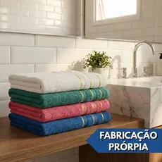 Jogo 4 Toalhas GROSSA Franciele Banho Banhão Felpuda  70x140 100% Algodão Premium Conforto