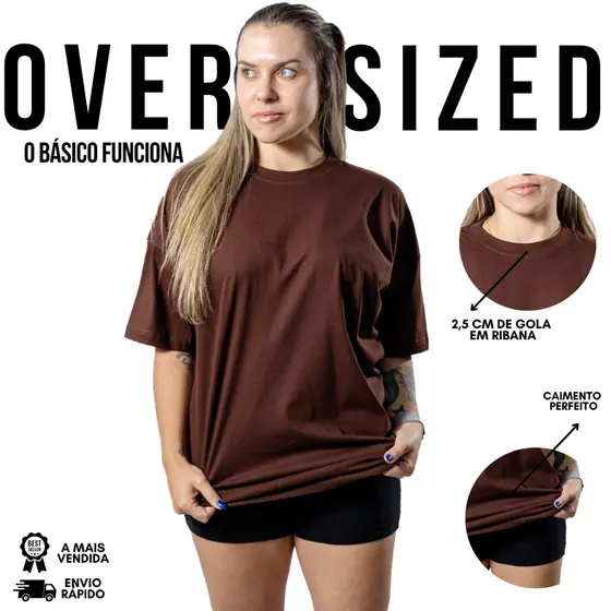 Camiseta Oversized 100% Algodão Para Mulher Lisa Mais Barata com Qualidade