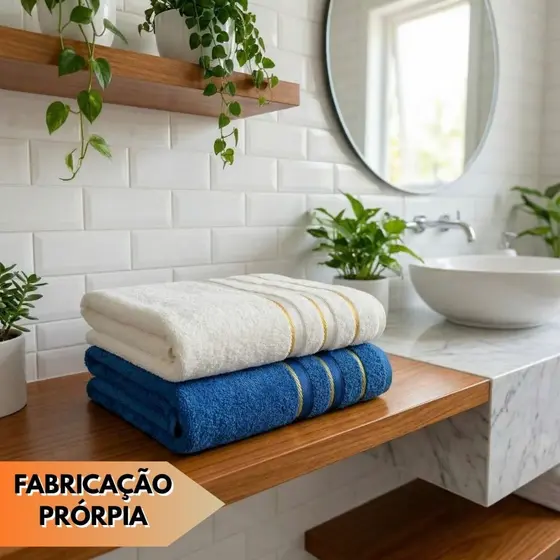 Kit 2 Toalhas Banhão Grossa Franciele Banho 70x140 Felpuda 100% Algodão Alta Absorção Macia